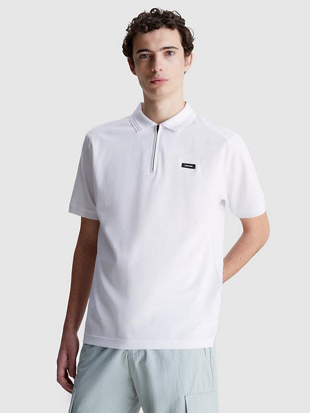 Calvin Klein USA Relaxed Zipped Mens Polo White 6410879-IC